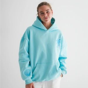PINK PALM PUFF “Everything Comes in Waves” Hoodie in Blue